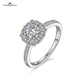 Halo solitary moissanite diamond ring