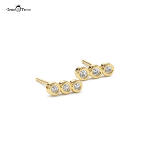 Sparkling Three Diamond Stud Earrings