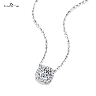 Cushion Halo Moissanite Pendant Necklace