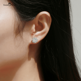 Moissanite Flower Earrings Studs