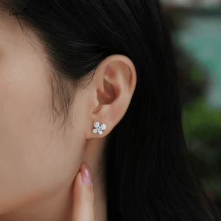 Cluster Moissanite Stud Earrings