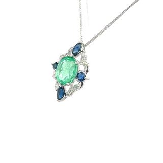 Emerald Sapphire Bloom Pendant