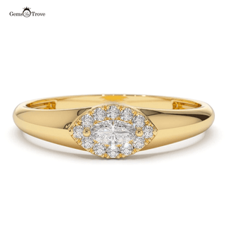 Marquise Cut Halo Diamond Ring