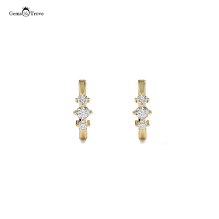 Elegant Diamond Vertical Hoop Earrings