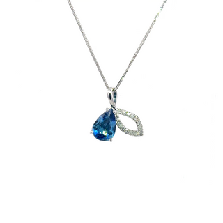 Pear Sapphire Leaf Pendant