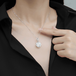 6 Prongs Round Moissanite Necklace