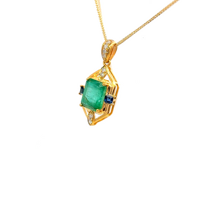 Emerald Sapphire Duo Pendant