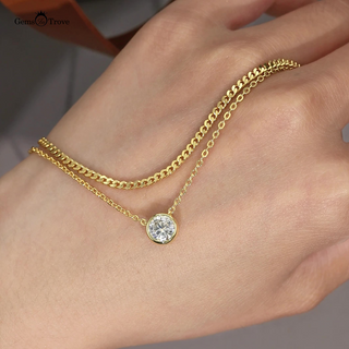 Moissanite Bezel Curb Chain Stacking