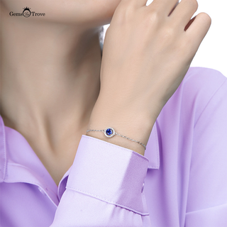 Blue Sapphire Bracelet with Halo