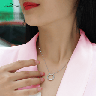 Radiant Moissanite Circle Pendant