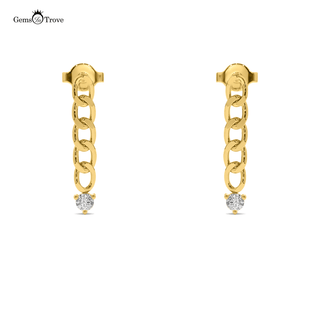 Dangling Curb Link Diamond Earrings