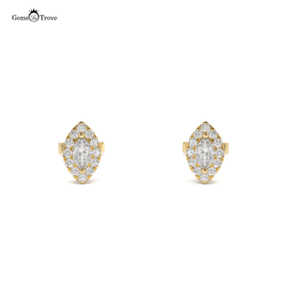 Marquise Diamond Halo Stud Earrings