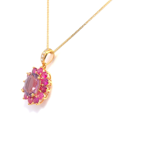 Pink Spinel Ruby Cluster Pendant