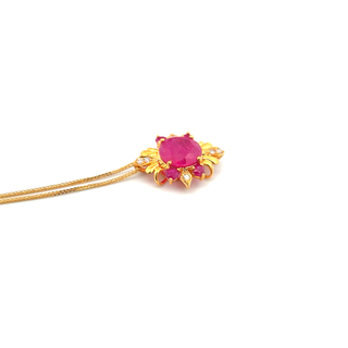 Radiant Ruby Sunburst Pendant