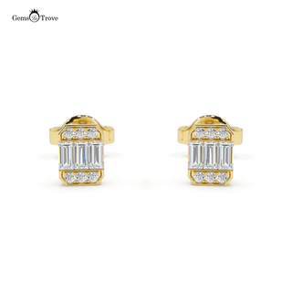 Baguette and Round Diamond Earrings
