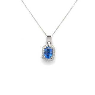 Oval Sapphire Halo Pendant
