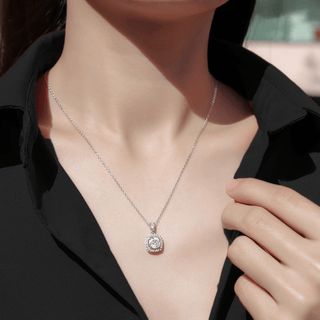 Cushion Halo Round Moissanite Pendant