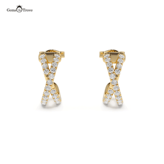 Diamond Crisscross Gold Hoop Earrings