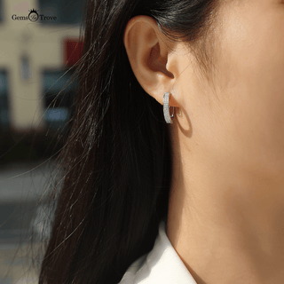 Sparkling Moissanite Silver Hoops