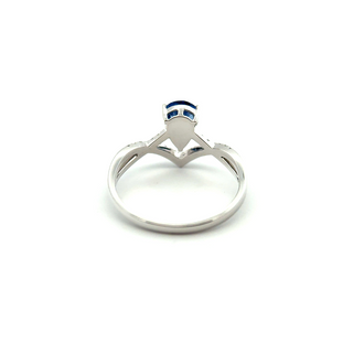 Sapphire Teardrop Diamond Crown Ring