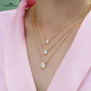 Triple Oval Moissanite Necklace Stacking
