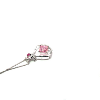 Radiant Pink Tourmaline Square Pendant