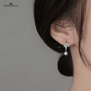 Flower Cluster Moissanite Drop Earrings