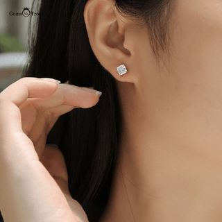 Asscher Moissanite Stud Earrings