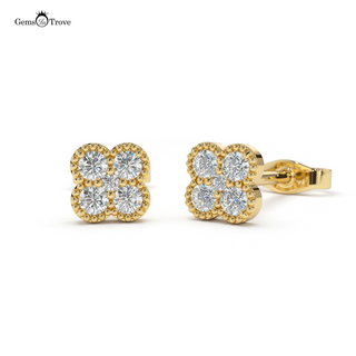 Gold Diamond Cluster Earrings