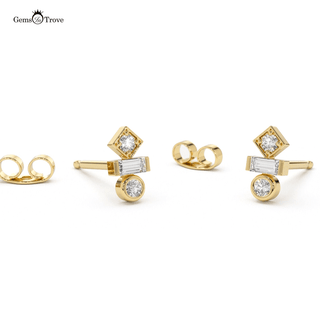 Elegant Diamond Gold Stud Earrings