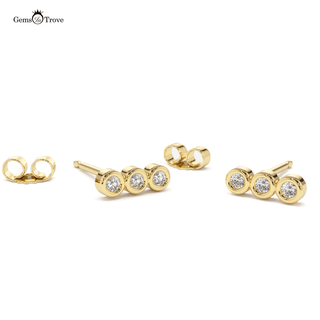 Sparkling Three Diamond Stud Earrings