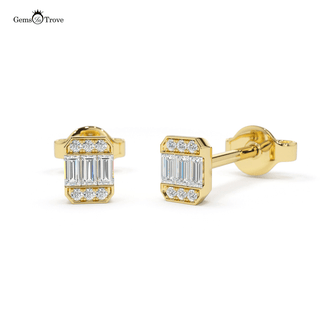 Baguette and Round Diamond Earrings