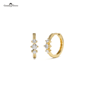 Elegant Diamond Vertical Hoop Earrings