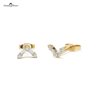 Diamond Encrusted Gold Stud Earrings