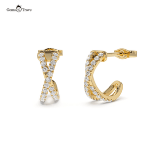 Diamond Crisscross Gold Hoop Earrings