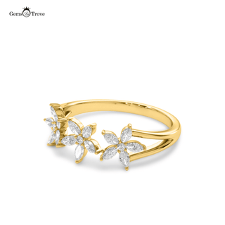 Floral Diamond Gold Ring