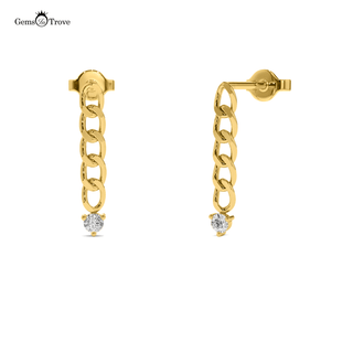 Dangling Curb Link Diamond Earrings