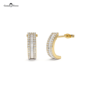 Sleek Diamond Adorned Hoop Earrings