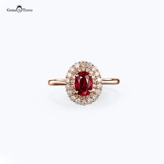 Ruby Ring Double Diamond Halo