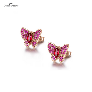 Ruby Stud Earrings Butterfly
