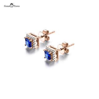 Sapphire Blue Princess Cut Studs
