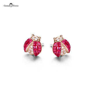 Ruby Stud Earrings Beetle