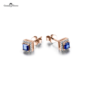 Sapphire Blue Princess Cut Studs