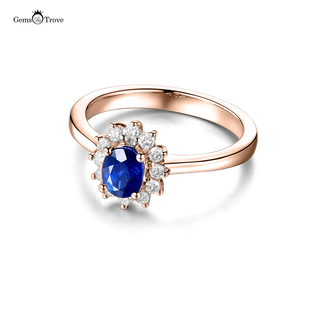 Sapphire Gold Ring Flower Halo