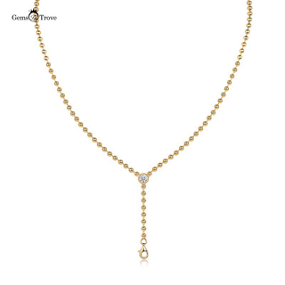 Lariat Beaded Moissanite Necklace