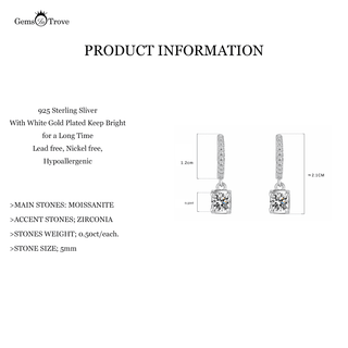 Round Moissanite Drop Pave Earrings