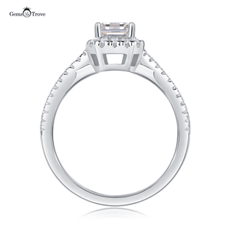 Radiant Halo Emerald Moissanite Ring