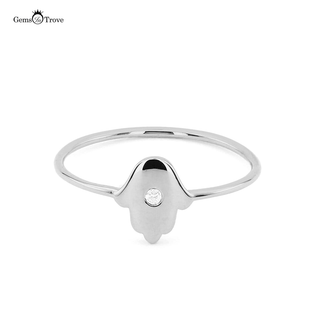 Diamond Hamsa Protection band Ring