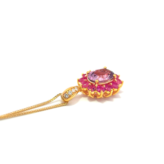 Pink Spinel Ruby Cluster Pendant