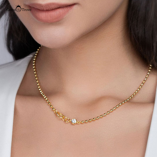 Moissanite Bezel Beaded Necklace